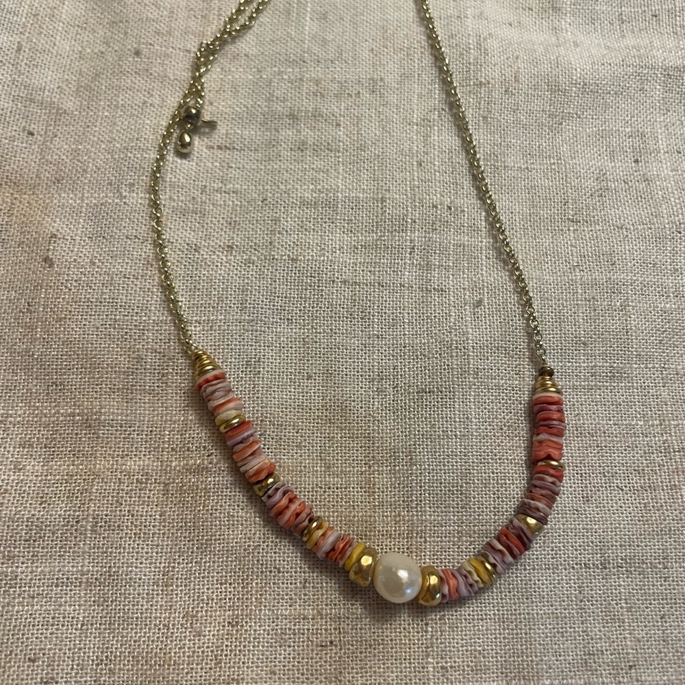 Kendra Scott Gold and Pink Beaded Necklace